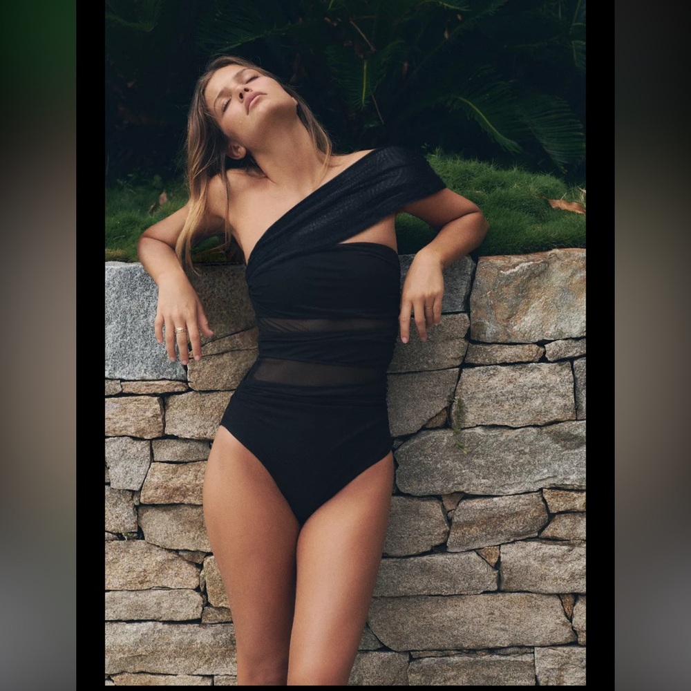 Zara asymmetric tulle cut out swimsuit - Picture 8 of 11